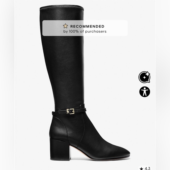 Michael Kors Ella Block Heel Boot with Gold Accent - Picture 1 of 7